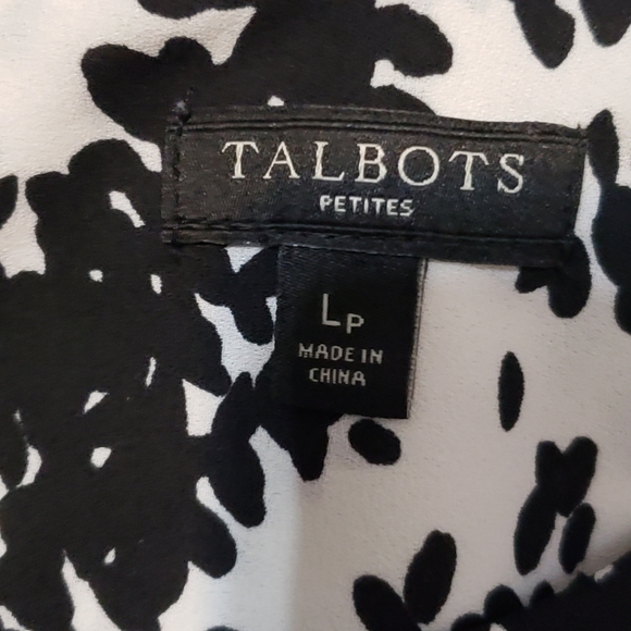 Talbots size large Petite Black and White Floral Women's Top - Picture 6 of 7